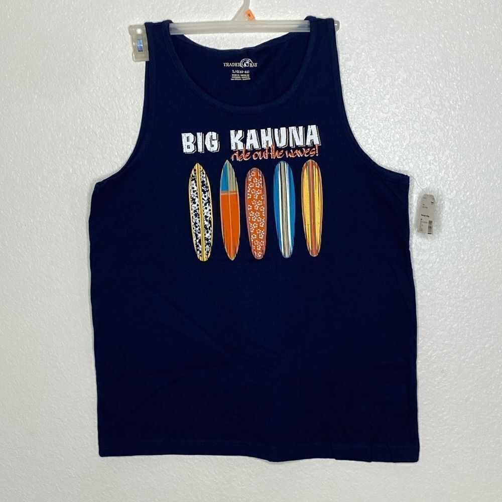 TRADER BAY Men’s Midnight Indigo Big Kahuna Tank Top Size L NWT